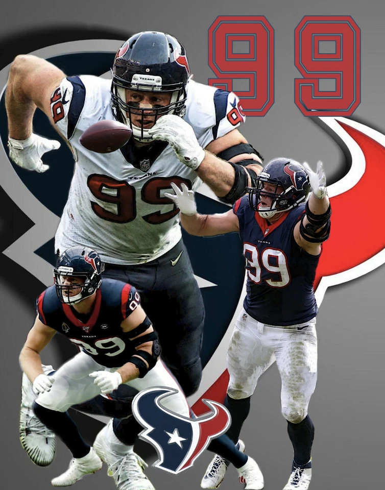 Houston Texans Lithograph print of   JJ Watt. 2020 11 x 14 - Image 1 of 1