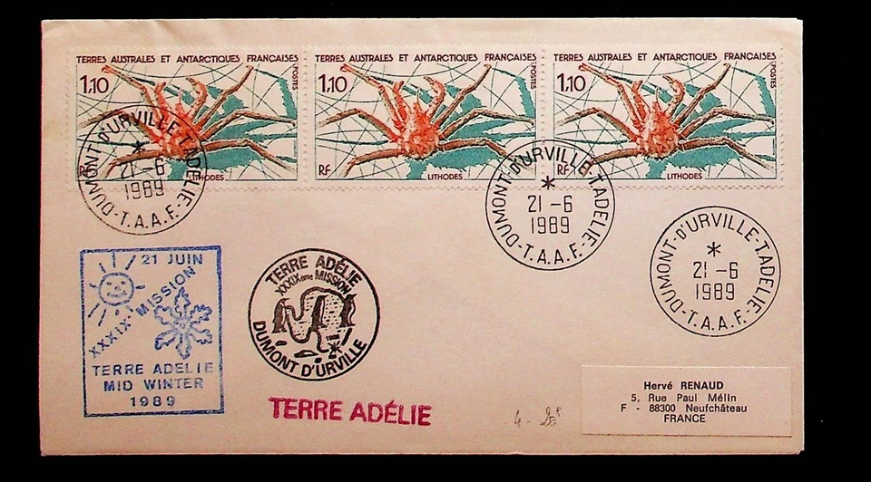French Southern & Antarctic Territory Sc 143 - 1989 COVER TO FRANCE - Image 1 of 1