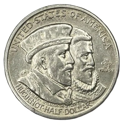 1924 50C Huguenot Commemorative Silver Half Dollar AU # - Image 1 of 2