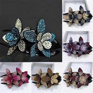 Women Hair Claw Hair Crystal Rhinestone Hairclip Jewelry Flower Hairpin Fashion - Picture 1 of 14