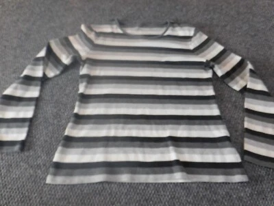 Blusa Croft & Barrow Feminina Pequena Cinza Listrada Clássica Camiseta Casual - Imagem 1 de 4