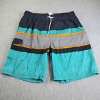 Shein Manfinity Swim Trunks Mens Xxl Green Striped Drawstring Board Shorts