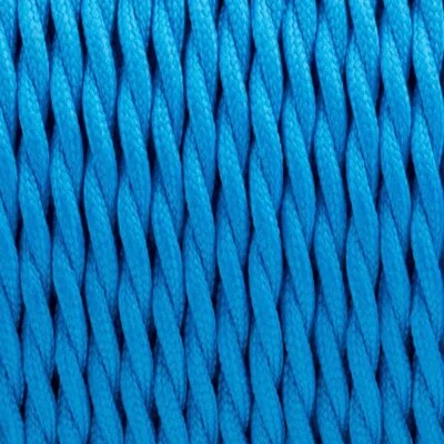 Blue 3Core Twisted Italian Style Electric Cable Braided Fabric Flex Light 0.75mm