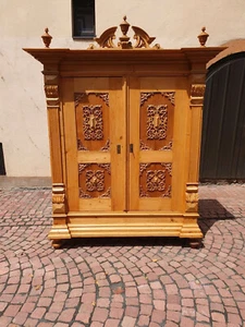 Wäscheschrank Kleiderschrank Schrank Jugendstil Antiquitäten Massivholzmöbel - Bild 1 von 20