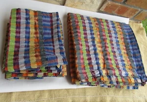 Crate & Barrel Ribbons Bright 54x54 Square Table Cloth 4 Napkins Colorful Fun - Picture 1 of 5