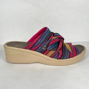BZEES Smile Wedge Sandals Womens Size 9.5 M Multicolored Slip On Comfort Shoes - Picture 1 of 10