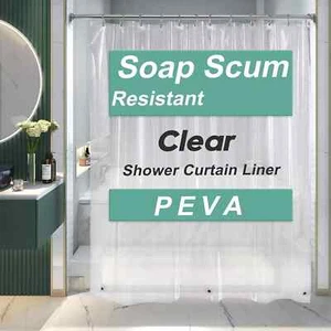 Clear Shower Curtain Liner Anti-Bacterial PEVA 72x72 Water Repellent - Picture 1 of 9