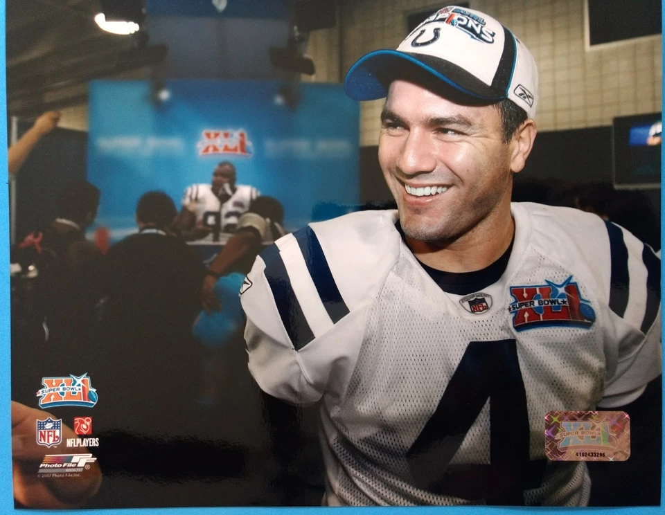 FOTO 8X10 ADAM VINATERI celebra la victoria del SUPER BOWL XLI Indianapolis Colts Foto 1 de 1