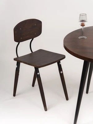 Handmade Eco-Friendly Vintage Acacia Wood & Iron Walnut Black Rectangle Chair - Image 1 of 4