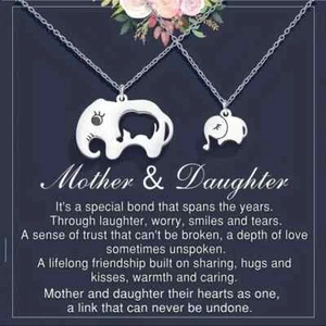 Mother and Daughter Elephant double Pendant necklace - Gift Boxed aus seller - Picture 1 of 6