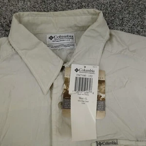 VTG NEW Columbia Shirt Mens L Beige Button Up GRT Cargo Utility Hike Camp Field - Picture 1 of 16