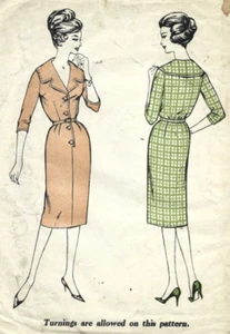 Vintage circa 60s woman's dress sewing pattern bust 34" checked - Picture 1 of 3