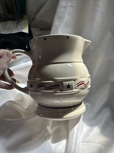 Vtg Longaberger All American Pitcher 2 Quart Pottery Stars & Stripes USA Water - Picture 1 of 7