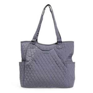 Vera Bradley Large Glenna Carbon Gray Microfiber Purse Bag Tote Work School - Picture 1 of 3