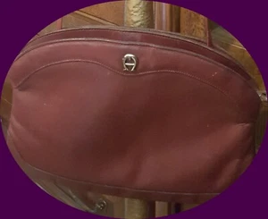  POCKET BOOK  AIGNER BURGUNDY LEATHER THIN PURSE/BAG CROSS BODY/ SHOULDER STRAP  - Picture 1 of 7