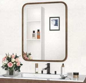 28 x 36 Badezimmer Wandspiegel Holzmaserung Nussbaum Optik - Bild 1 von 7