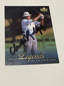 Tarjeta firmada por Chi Chi Rodriguez UD Upper Deck Legends certificado de autenticidad JSA IP automático a - Imagen 1 de 3