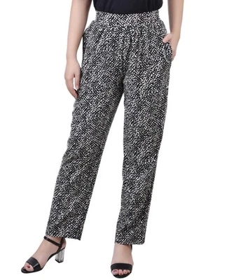 NY Collection Womens Petites Printed Mid Rise Straight Leg Pants Size PL - Image 1 of 4