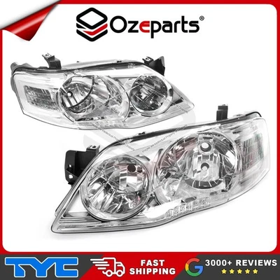 Pair LH+RH Head Light Chrome For Ford Fairmont BF Series 2 & 3 GHIA 2006~2011 - Image 1 of 4