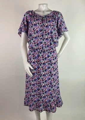 Talbots Size 20w Paradise Floral Print Flutter Sleeve Popover Dress Lined - Image 1 of 4