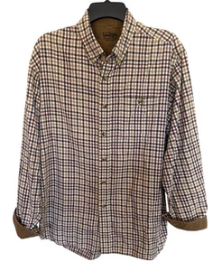 L.L. Bean Town & Field Herren braun hellbraun Gingham Hemd Cordbesatz Größe Large - Bild 1 von 11