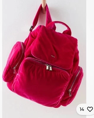 Mochila Free People Caraa Terciopelo Cirrus Funda para Laptop Rosa Caliente Muy Grande Nueva con Etiquetas Foto 1 de 4