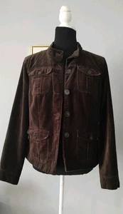 Covington Jacket Velvet Women Size M (10-12) Pockets Front ColorBrown Polyester - Picture 1 of 10