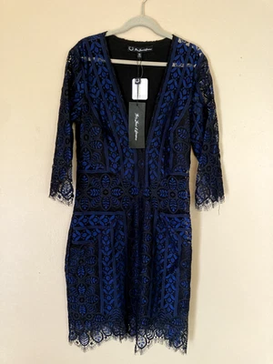 Vestido de cóctel Free People "For Love & Lemons" nuevo con etiquetas azul y negro delicado talla S Foto 1 de 4