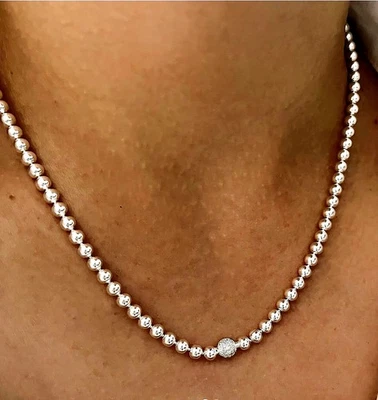 Pandora  Perlen  und  Pavé  Halskette  Sterling-Silber  925 - Bild 1 von 4