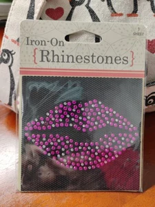 BÜGELBILD PATCH ROTE LIPPEN BLING STRASS  - Bild 1 von 4