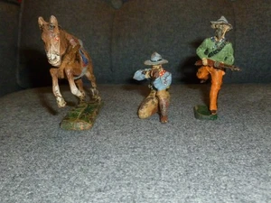 Vintage Komposition zwei Spielzeugsoldaten und Pferd Elastolin Germany WWI Antik - Bild 1 von 11