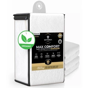 4 Pack - Organic Cotton Pillow Protectors with Zipper Standard Size - Waterpr... - Picture 1 of 7