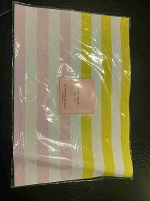 NIB KATE SPADE SET OF FOUR PLACE MATS SPRINGTIME PINK YELLOW WHITE MATCH PURSE - Image 1 of 4