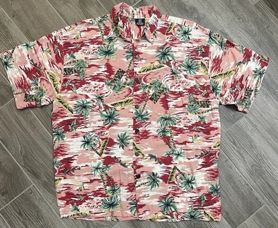 Camisa con botones Mango Moon XL rosa/rojo 100 % rayón manga corta para hombre Foto 1 de 4