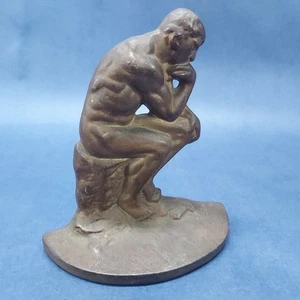 Einzelne Vintage Gusseisen "Der Denker" Skulptur Buchstütze - Bild 1 von 14