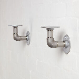 Industrial Pipe Shelf Brackets - Stainless Steel - Elbow Style- Steampunk Unique
