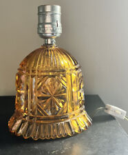 Vintage Art Cut Glass Amber Table Lamp MCM Hollywood Regency Bedroom Boudoir