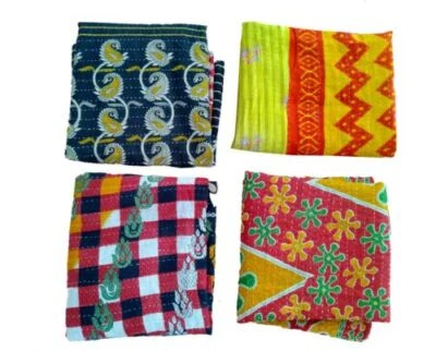 Wholesale lot 10 PCs Cotton Vintage Kantha Handmade Bedspread Reversible Quilt - Image 1 of 4