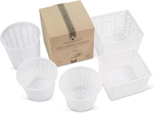 Cheese Maker Draining Basket Mould Draining Ricotta Press Mold Kit 5pcs White - Picture 1 of 6
