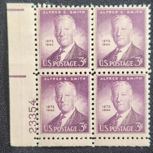 US Scott 937 - Al Smith - MNH - 1945 Issue - Plate Block of 4 - Picture 1 of 1
