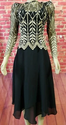 Stunning Vintage Cachet By Bari Protas Victorian Style Dress Size 3/4 Sheer Top - Image 1 of 4