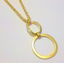 Etienne Aigner Gold Tone Chunky Link Double Circle Pendant Necklace