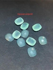 Aqua Chalcedony Cushion Rose Cut 12x10 MM Calibrated Size Loose Gemstone E - Picture 1 of 5