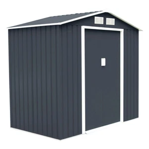 Box Casetta Da Giardino per Gli Attrezzi 213X127X185Cm in Lamiera D'Acciaio Grig - Foto 1 di 12