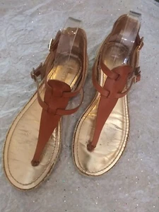 Jimmy Choo.Thong Gladiator Strappy Gold Metallica Leather Flat Sandals. Us8.5 - Picture 1 of 10