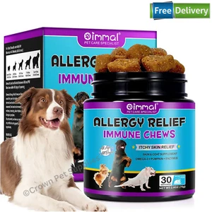 Dog Allergy Itch Relief & Immune Chews for Dogs with Omega 3 Itchy Skin 30 Chews - Picture 1 of 5