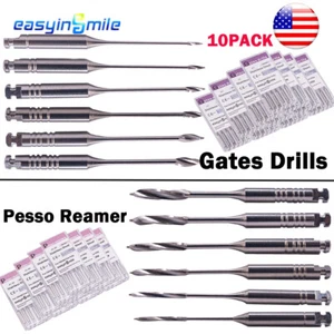 10Pk Dental Endo Glidden Gates Drills Peeso Reamers Root Canal Engine Files 32mm - Picture 1 of 26