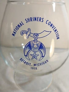 Vintage 1978 National Shriners Convention Detroit Michigan Wine Glass 5.5" Tall - Picture 1 of 14