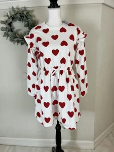 Cat & Jack Größe 18 cremeweißes Kleid rot Neuheit Herzen Jersey - Bild 1 von 6