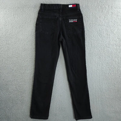 Pantalones de mezclilla Tommy Hilfiger vintage para mujer 3 negros ajustados bandera recta algodón Y2K Foto 1 de 4